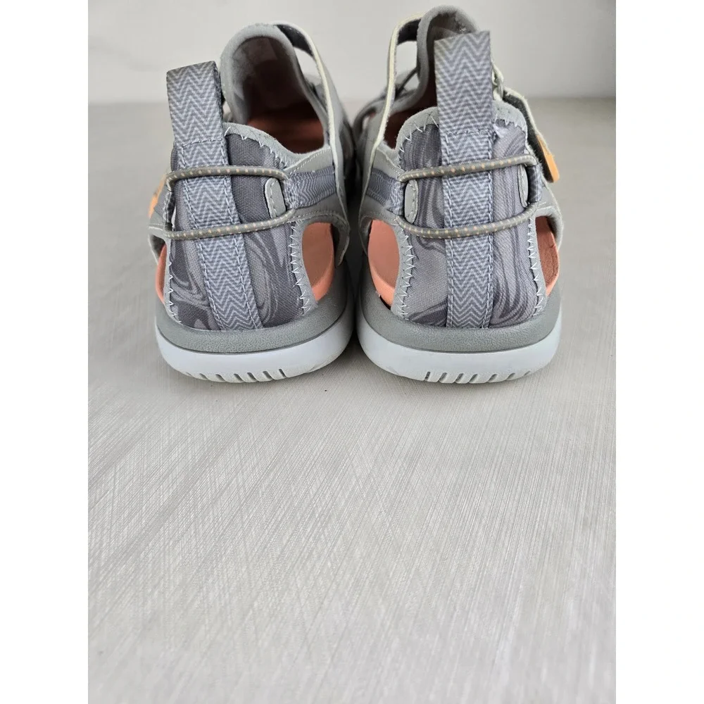 Dr Scholls Adelle Rek Women 7M Gray Peach Sporty Fisherman Sandals Walking Shoes